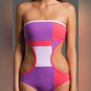 MARC JACOBS S SIMONE ONE PIECE MONOKINI PURPLE PINK SWIMSUIT M
